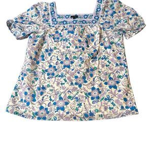 Talbots short sleeve Floral Top with Blue and Purple Design top M